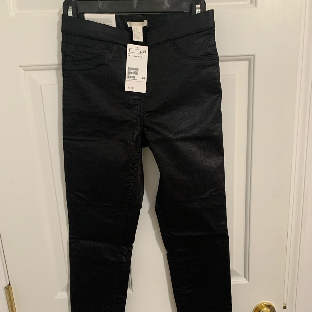 Skinny Super Streach, High Elasticity, Size 6 black shiny pants